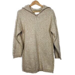 ASOS Oversized Tan Neutral Shawl Turtle Neck 1/4 Zip Knit Sweater | X-Small